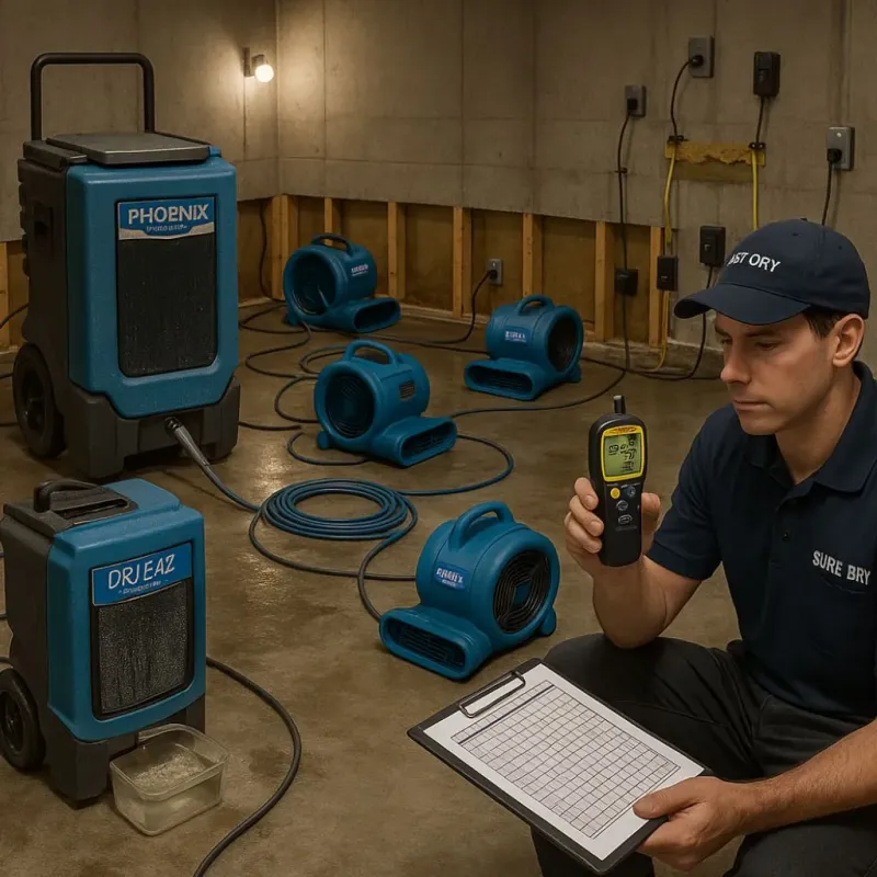 Structural Drying and Dehumidification process in Plainview, TN